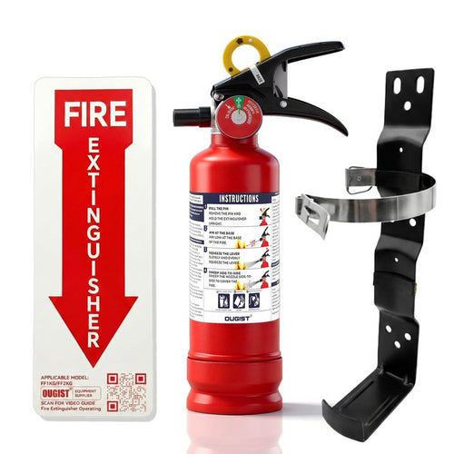 OUGIST 2.5 lb ABC Fire Extinguisher Kit with Universal Bracket & Glow Sticker – product on a white background