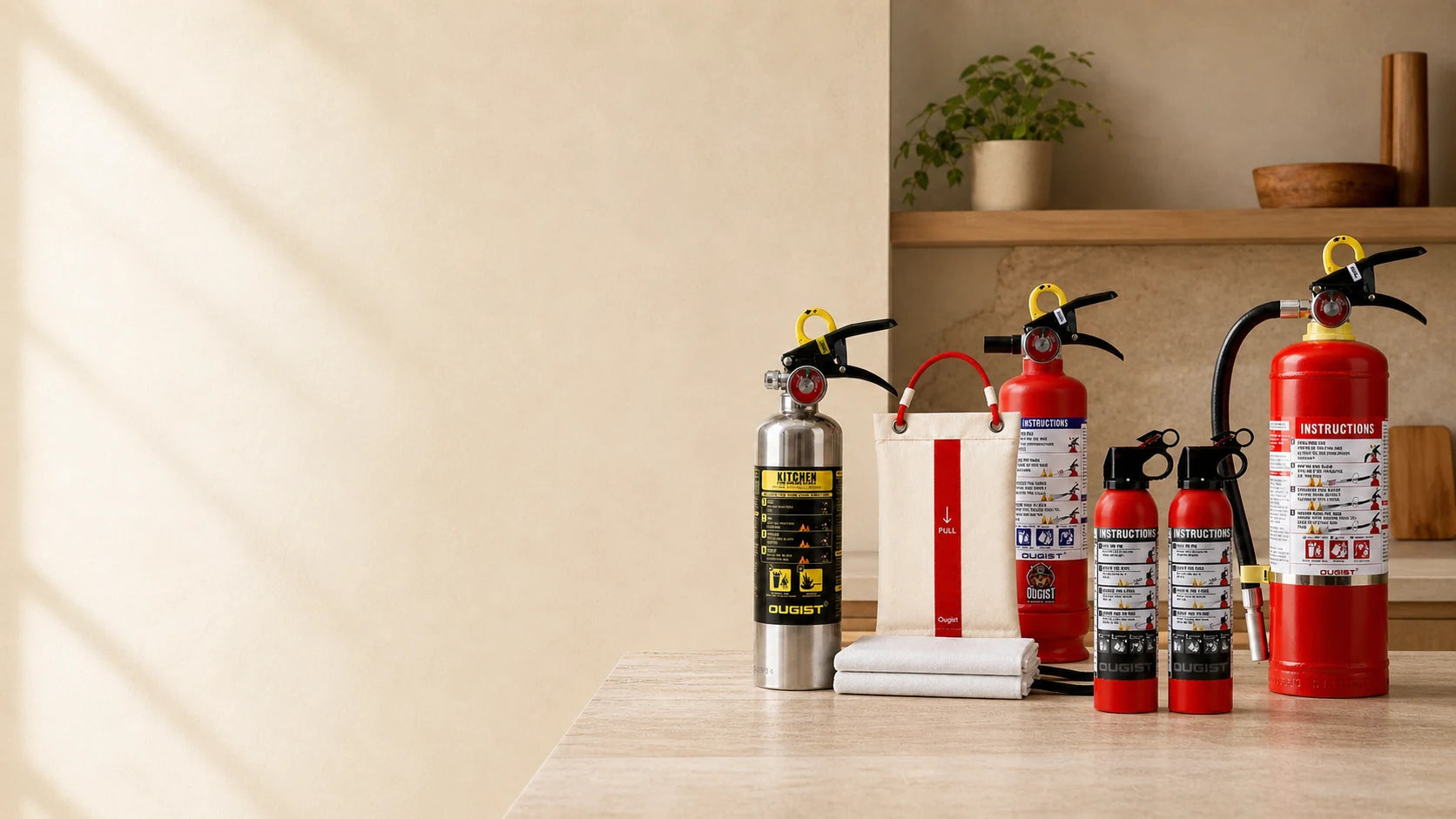 OUGIST fire extinguishers, fire blanket and portable sprays for home and travel